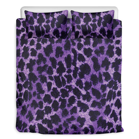 Purple And Black Cheetah Print Duvet Cover Bedding Set
