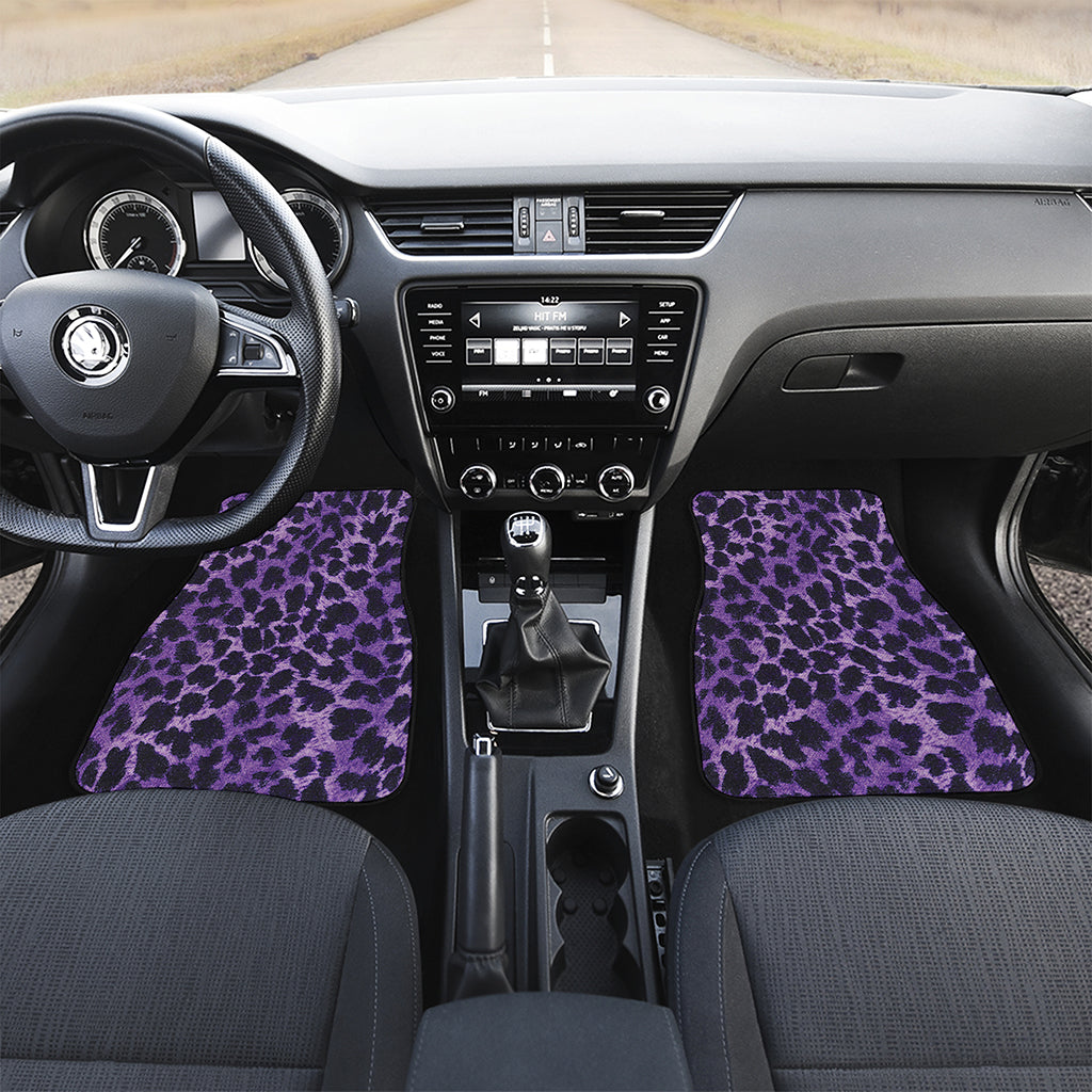 Purple And Black Cheetah Print Front and Back Car Floor Mats