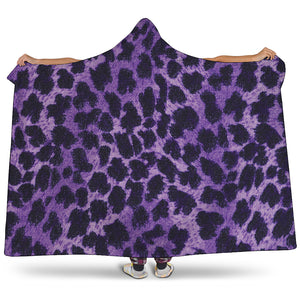 Purple And Black Cheetah Print Hooded Blanket