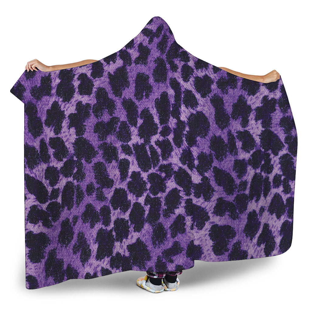 Purple And Black Cheetah Print Hooded Blanket