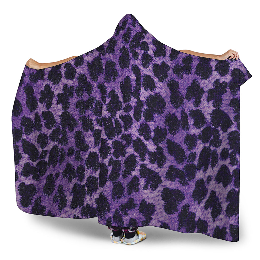 Purple And Black Cheetah Print Hooded Blanket