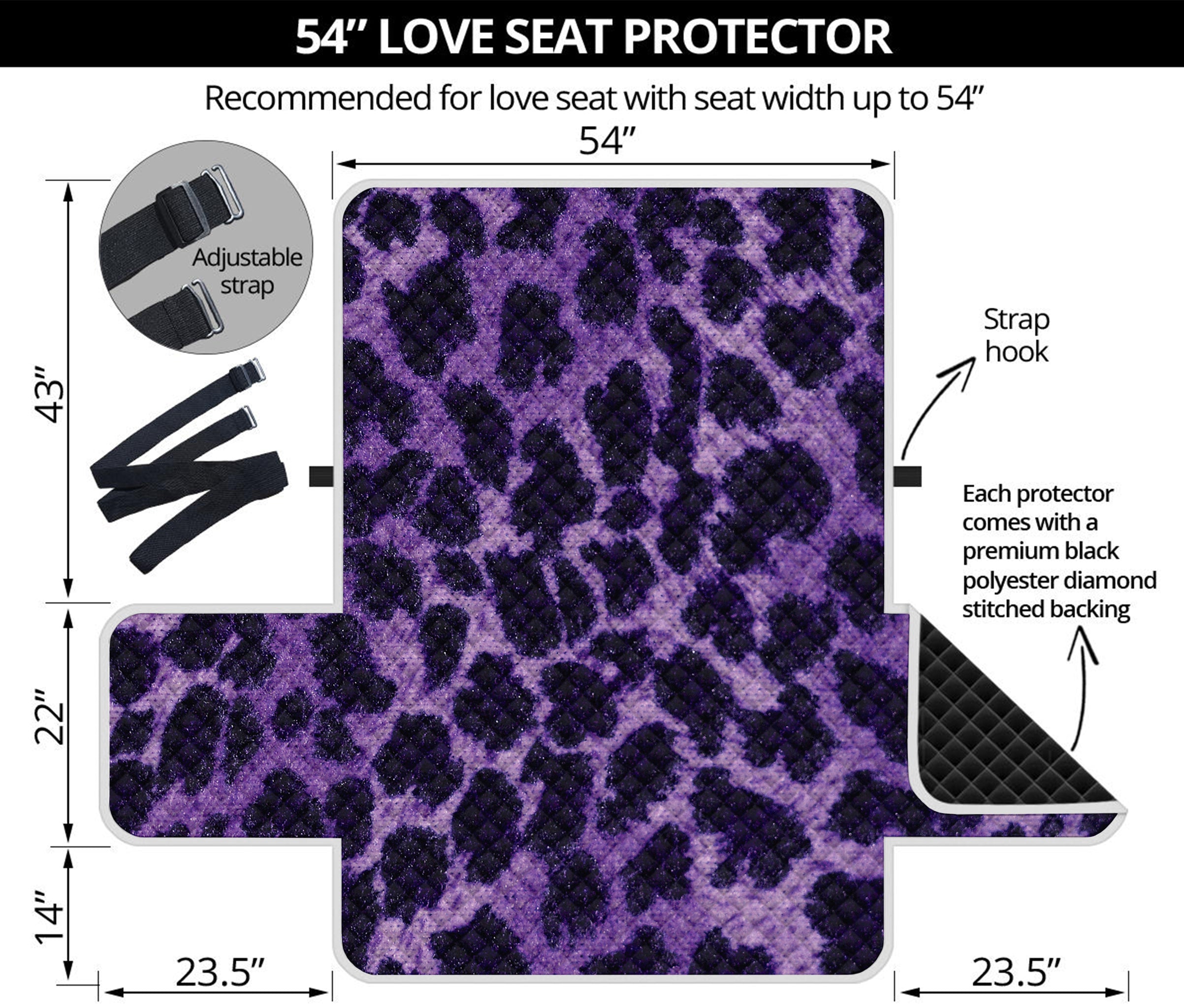 Purple And Black Cheetah Print Loveseat Protector