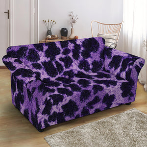 Purple And Black Cheetah Print Loveseat Slipcover