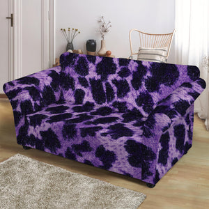 Purple And Black Cheetah Print Loveseat Slipcover