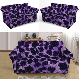 Purple And Black Cheetah Print Loveseat Slipcover