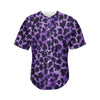 Purple And Black Cheetah Print Men's Baseball Jersey