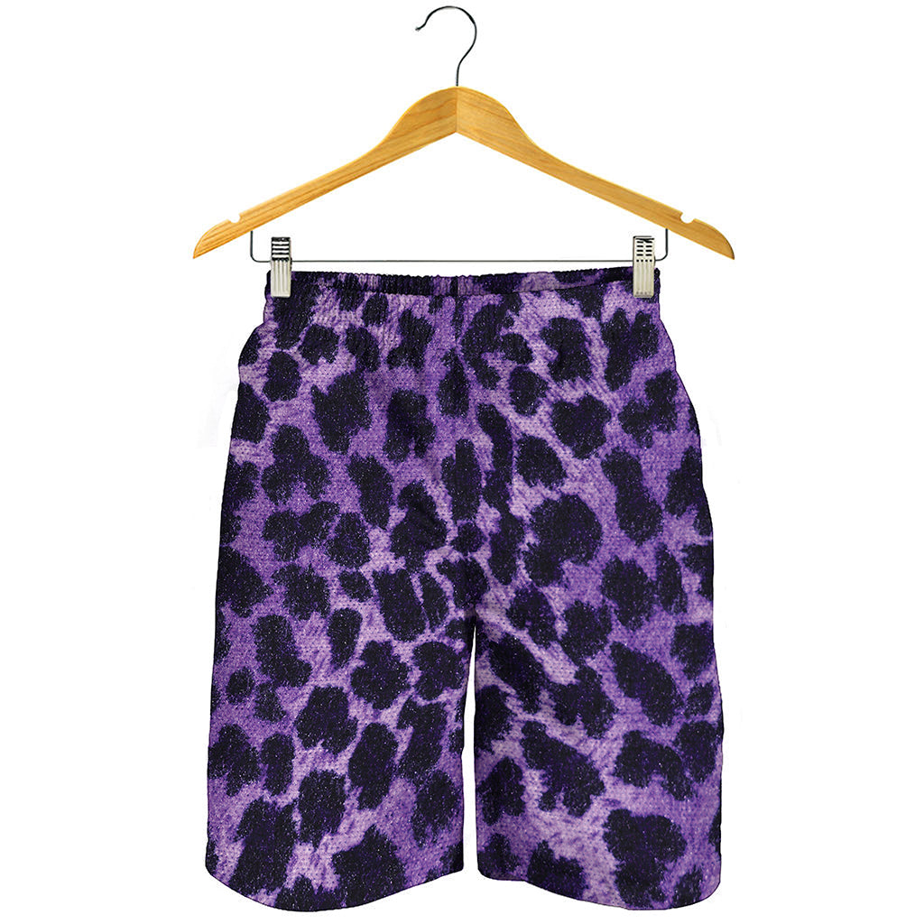 Purple And Black Cheetah Print Men's Shorts