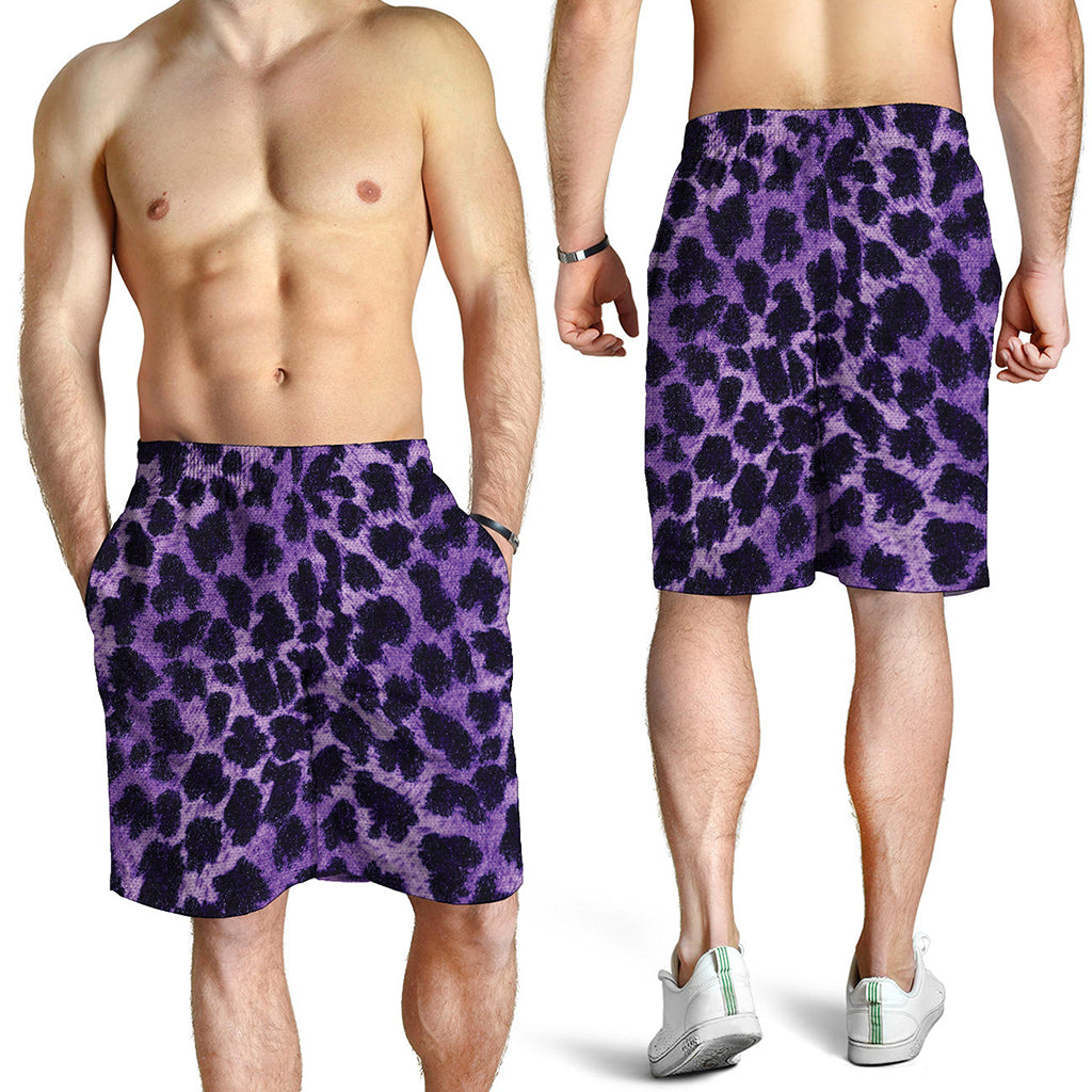 Purple And Black Cheetah Print Men's Shorts