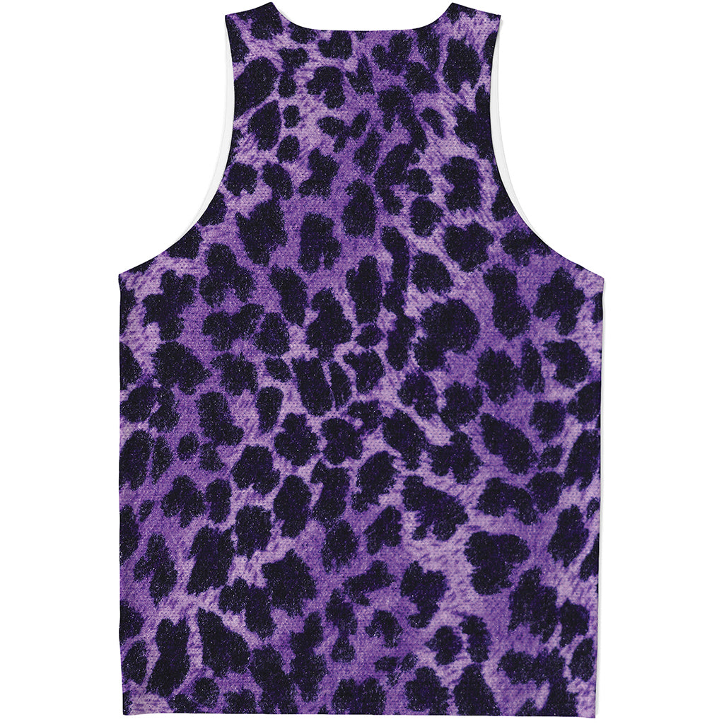 Purple And Black Cheetah Print Men's Tank Top