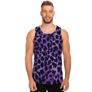 Purple And Black Cheetah Print Men's Tank Top