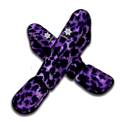 Purple And Black Cheetah Print Muay Thai Shin Guard