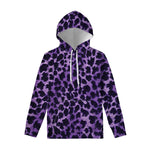 Purple And Black Cheetah Print Pullover Hoodie