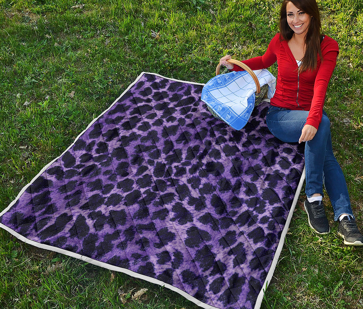 Purple And Black Cheetah Print Quilt