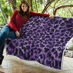 Purple And Black Cheetah Print Quilt