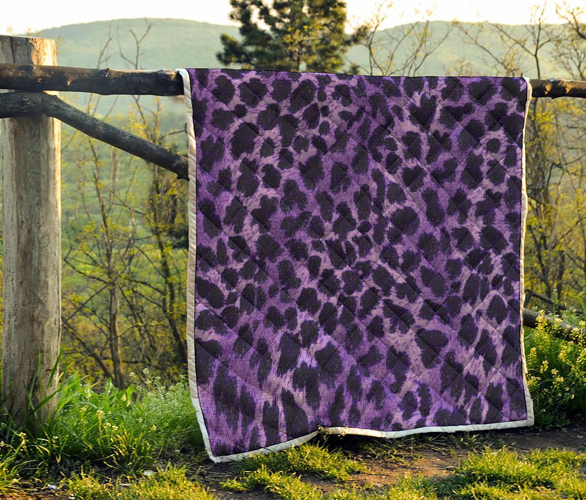 Purple And Black Cheetah Print Quilt