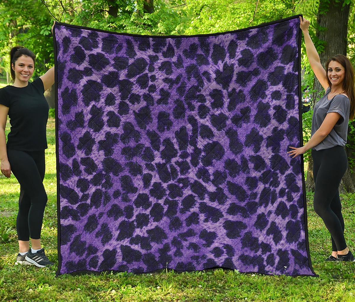 Purple And Black Cheetah Print Quilt