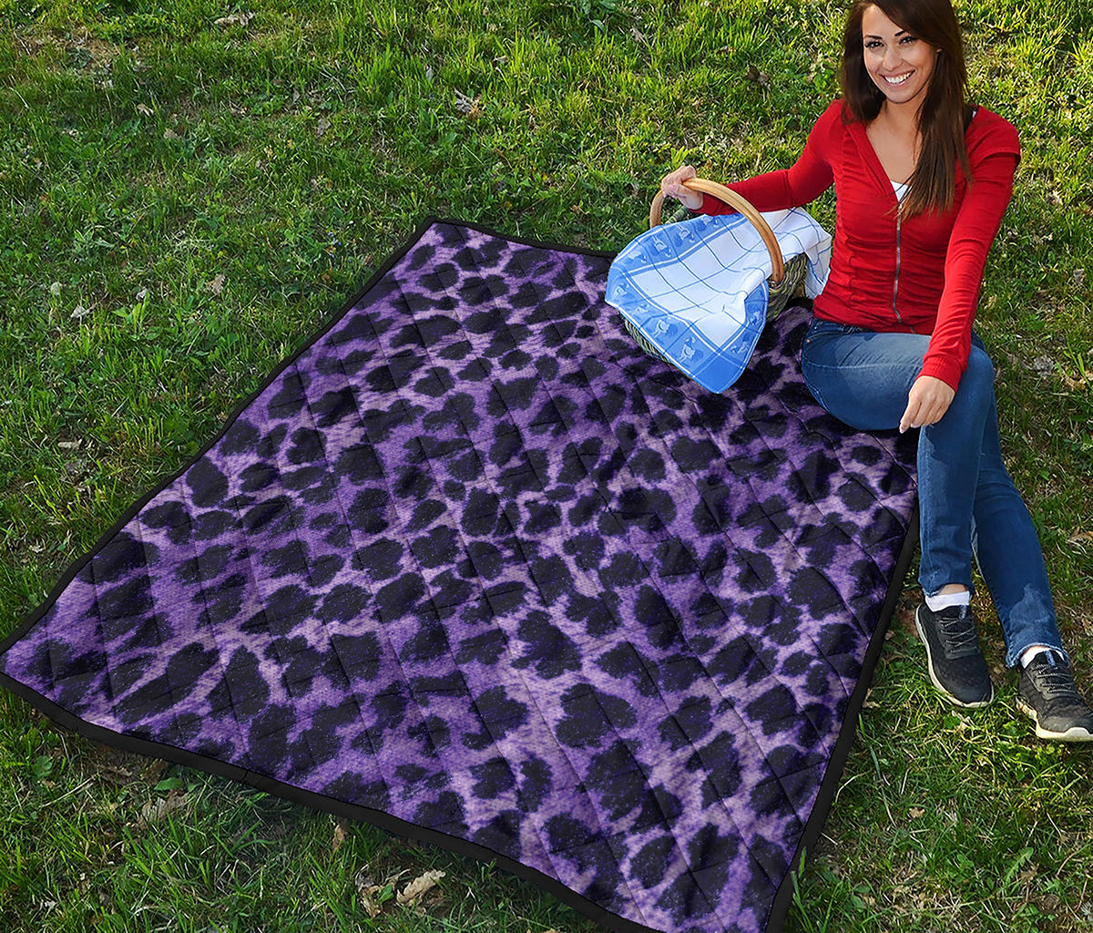 Purple And Black Cheetah Print Quilt