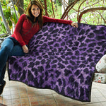 Purple And Black Cheetah Print Quilt