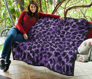 Purple And Black Cheetah Print Quilt