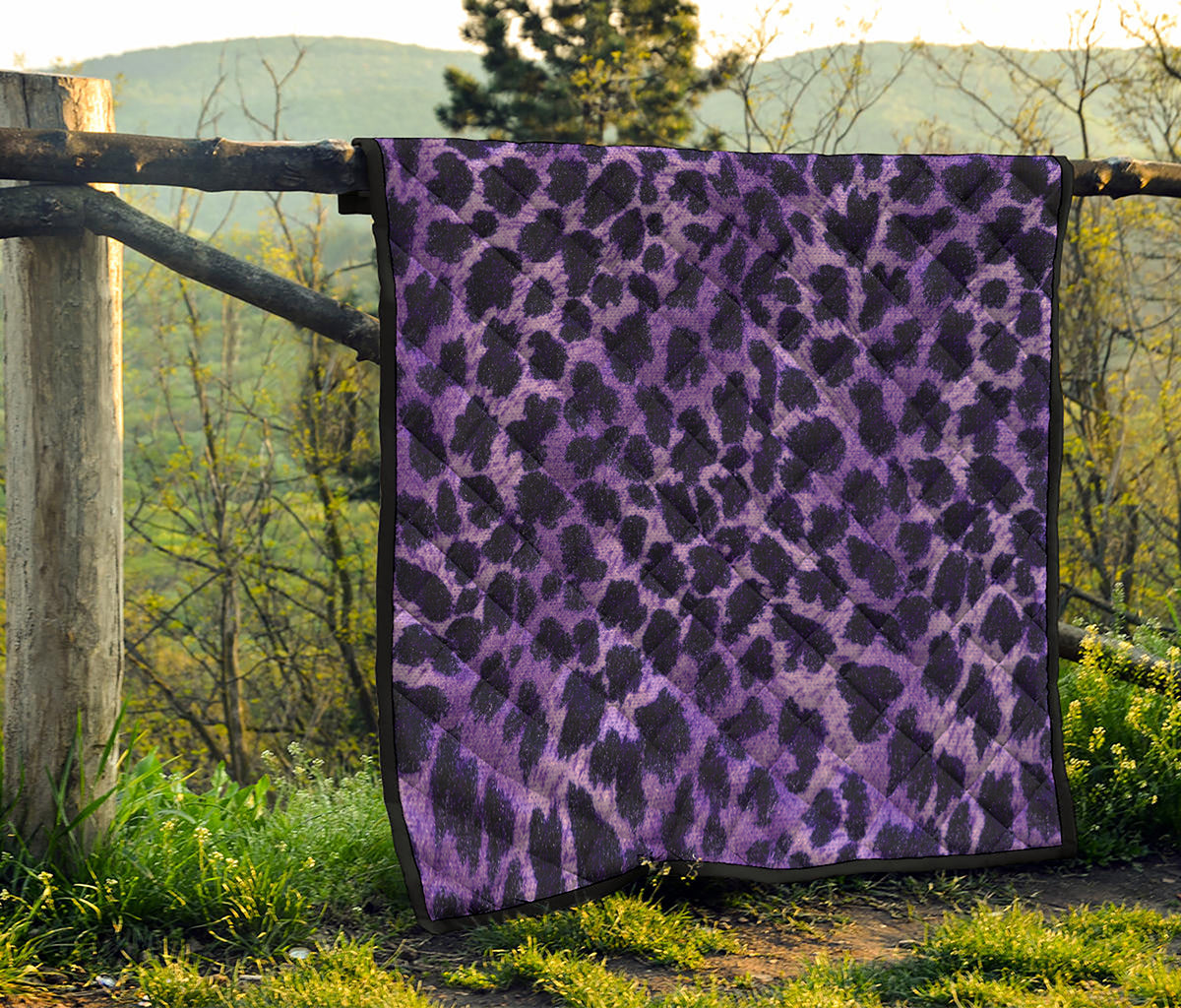 Purple And Black Cheetah Print Quilt