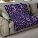 Purple And Black Cheetah Print Quilt