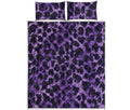 Purple And Black Cheetah Print Quilt Bed Set