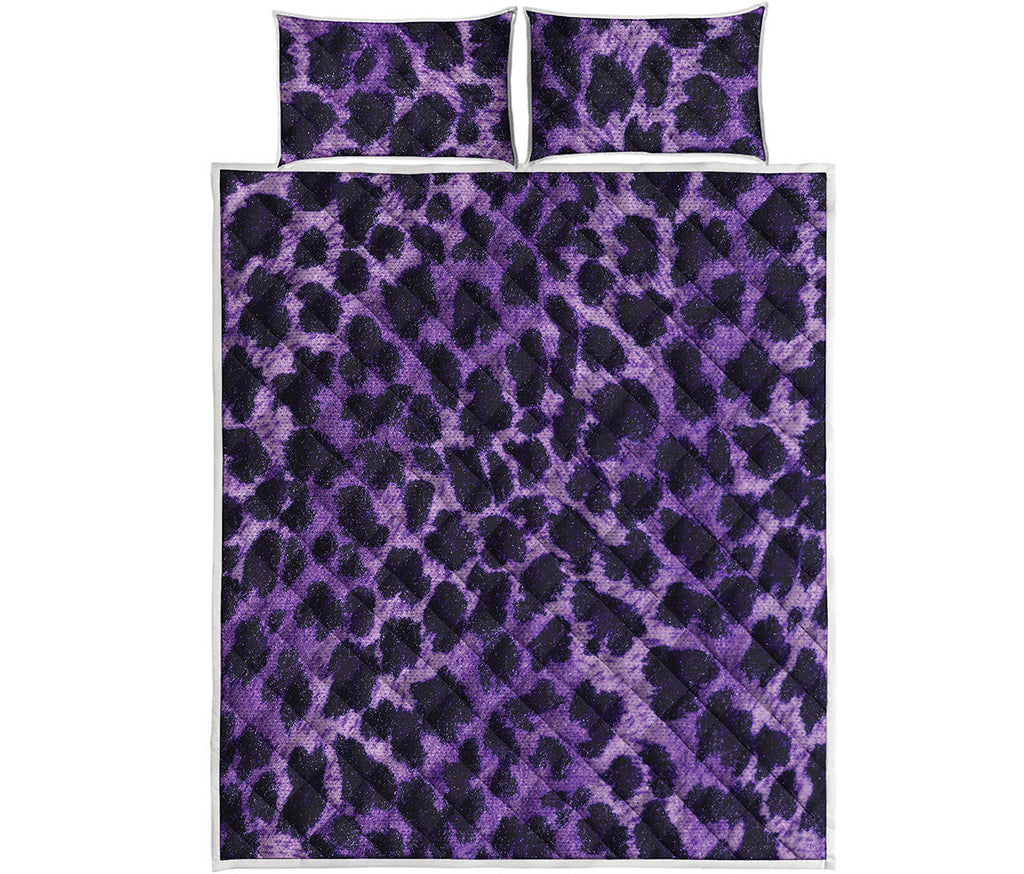 Purple And Black Cheetah Print Quilt Bed Set