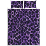 Purple And Black Cheetah Print Quilt Bed Set