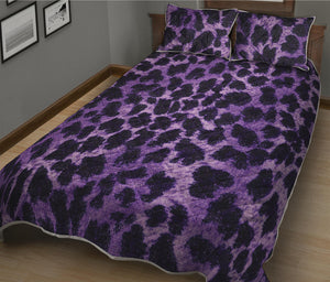 Purple And Black Cheetah Print Quilt Bed Set