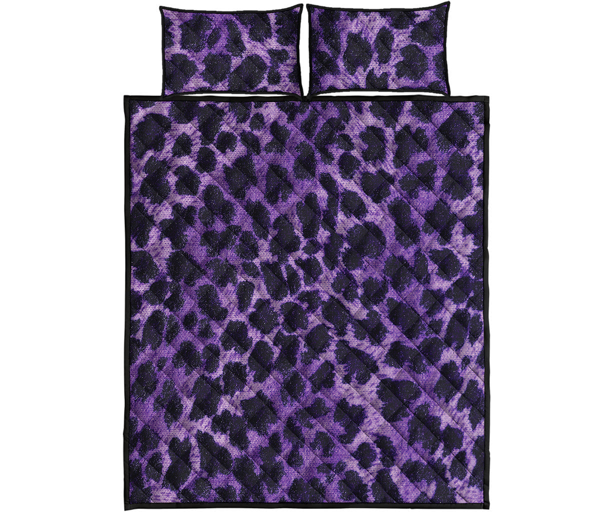 Purple And Black Cheetah Print Quilt Bed Set