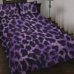 Purple And Black Cheetah Print Quilt Bed Set