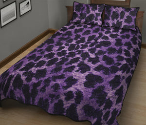 Purple And Black Cheetah Print Quilt Bed Set