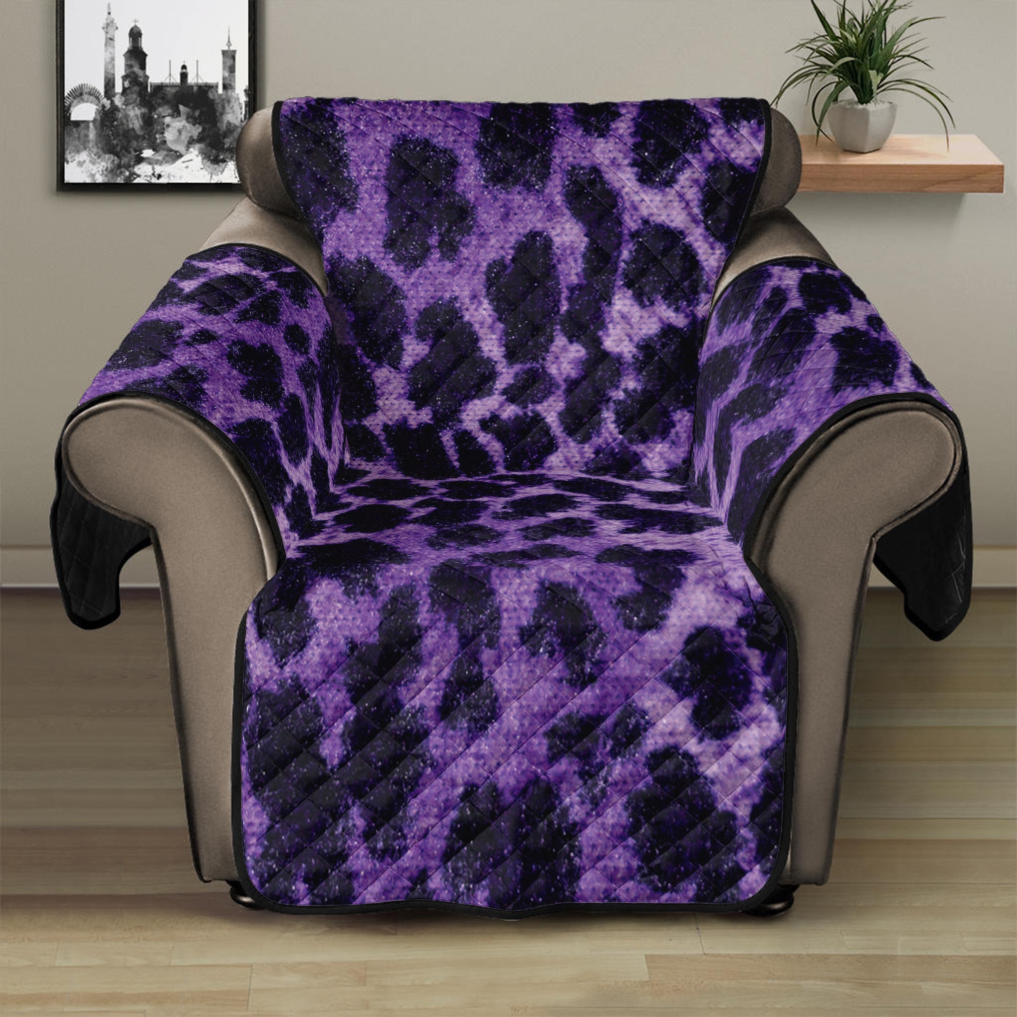 Purple And Black Cheetah Print Recliner Protector