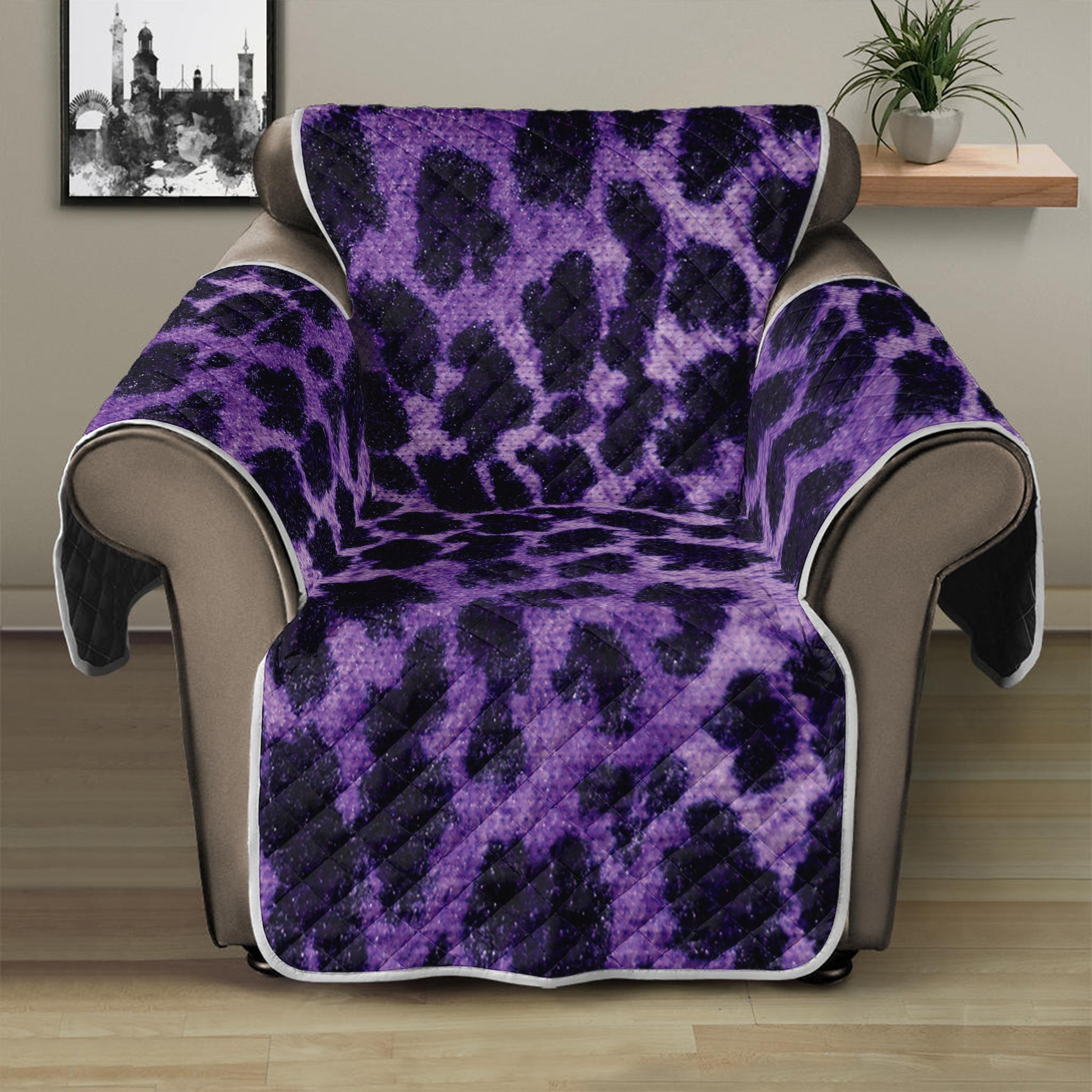 Purple And Black Cheetah Print Recliner Protector