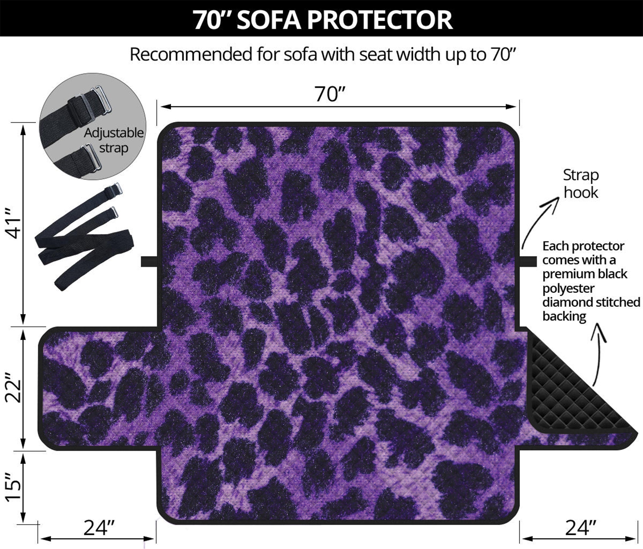 Purple And Black Cheetah Print Sofa Protector