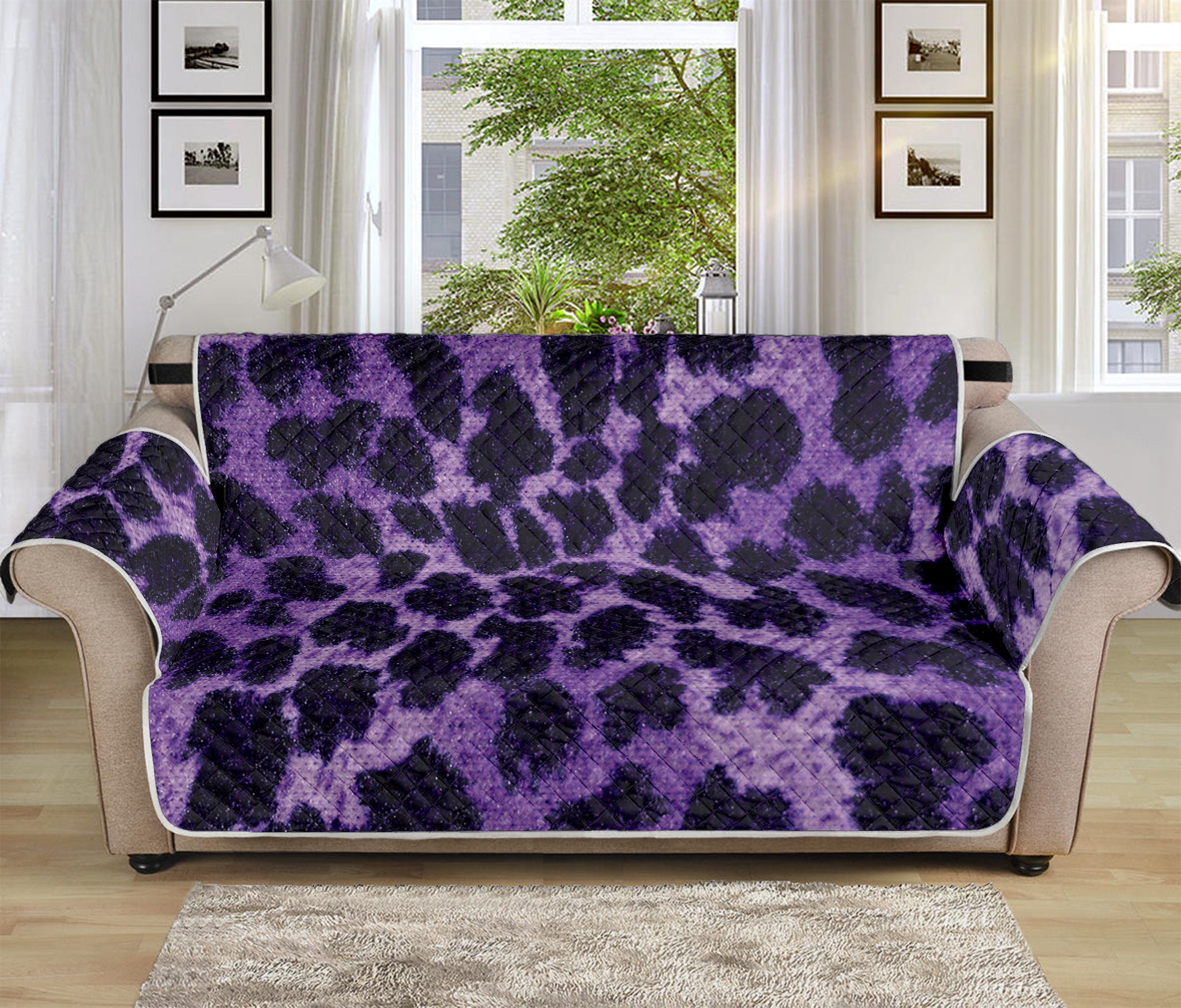 Purple And Black Cheetah Print Sofa Protector