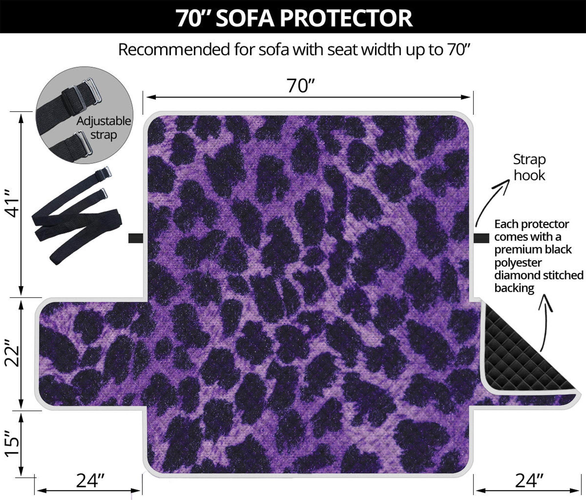 Purple And Black Cheetah Print Sofa Protector