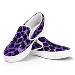 Purple And Black Cheetah Print White Slip On Shoes