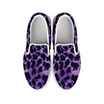 Purple And Black Cheetah Print White Slip On Shoes