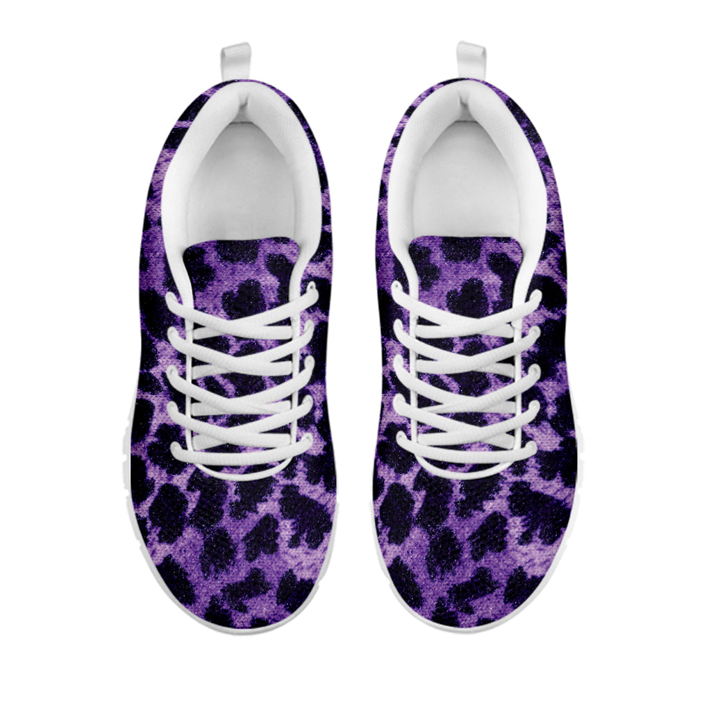 Purple And Black Cheetah Print White Sneakers