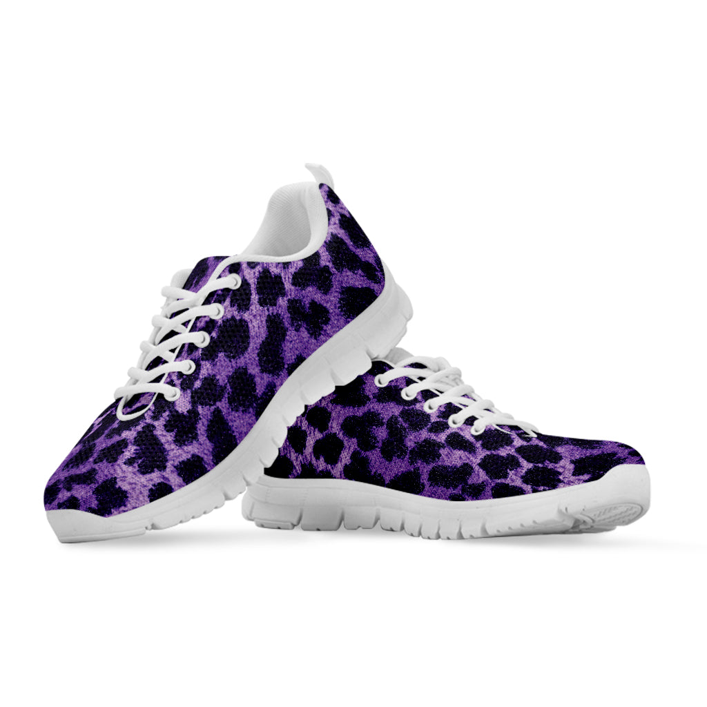 Purple And Black Cheetah Print White Sneakers