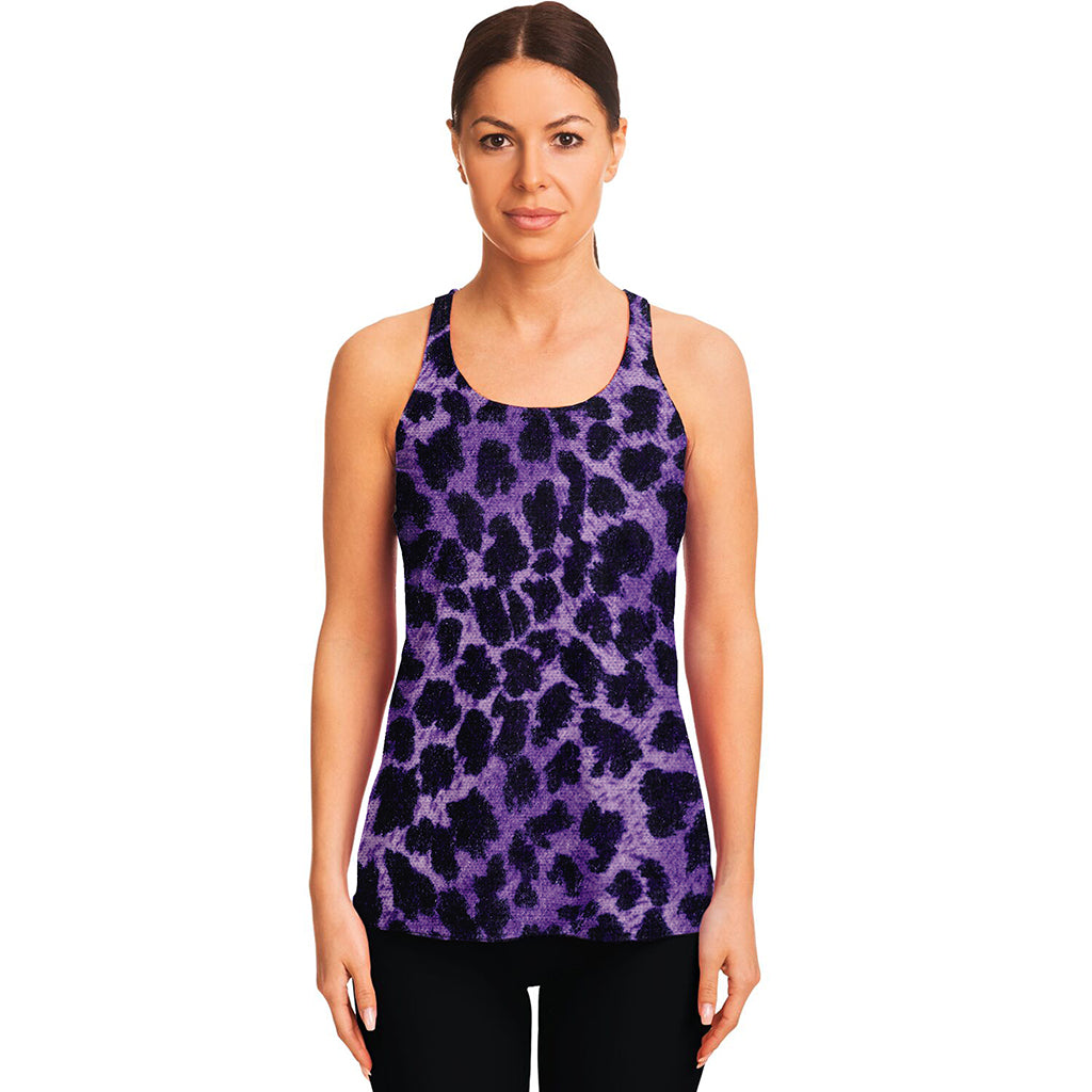 Purple And Black Cheetah Print Women's Racerback Tank Top