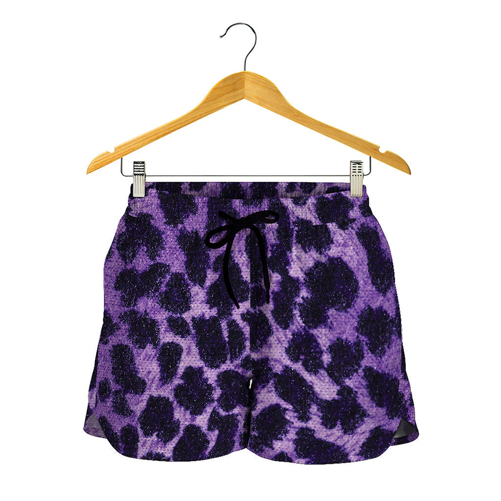 Purple And Black Cheetah Print Women's Shorts