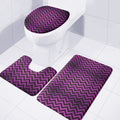 Purple And Black Chevron Pattern Print 3 Piece Bath Mat Set