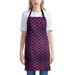 Purple And Black Chevron Pattern Print Apron