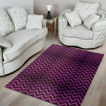 Purple And Black Chevron Pattern Print Area Rug