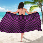Purple And Black Chevron Pattern Print Beach Sarong Wrap