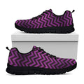 Purple And Black Chevron Pattern Print Black Running Shoes