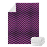 Purple And Black Chevron Pattern Print Blanket
