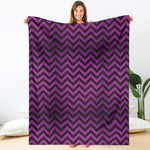 Purple And Black Chevron Pattern Print Blanket